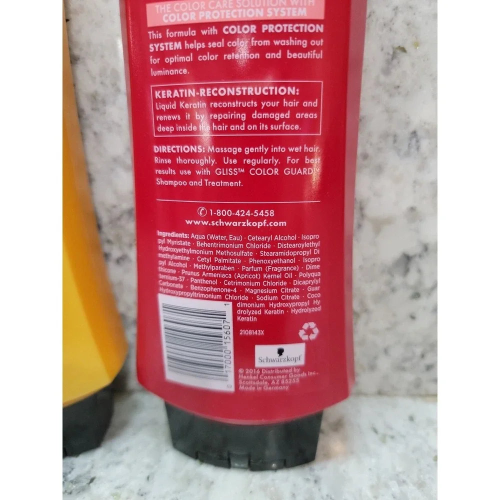 Schwarzkopf Gliss Hair Repair Set of‎ 2 Oil Nutritive & Color Guard 13.6oz NOS